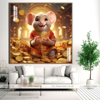 file tranh decor con giap chuot ti 552