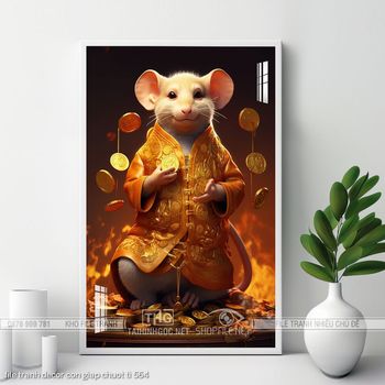 file tranh decor con giap chuot ti 564