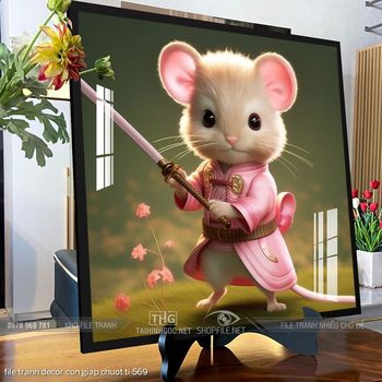 file tranh decor con giap chuot ti 569