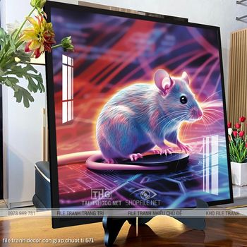 file tranh decor con giap chuot ti 571