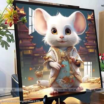 file tranh decor con giap chuot ti 574