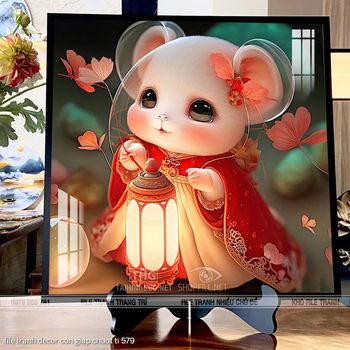 file tranh decor con giap chuot ti 579