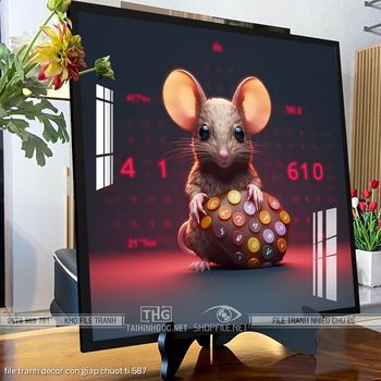 file tranh decor con giap chuot ti 587