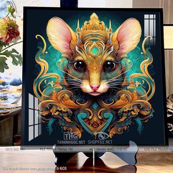 file tranh decor con giap chuot ti 601
