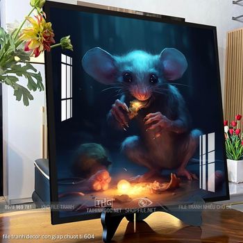 file tranh decor con giap chuot ti 604