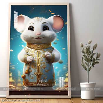 file tranh decor con giap chuot ti 609