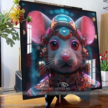 file tranh decor con giap chuot ti 613