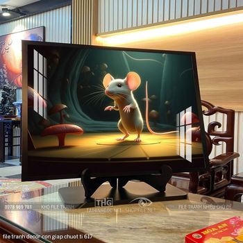 file tranh decor con giap chuot ti 617