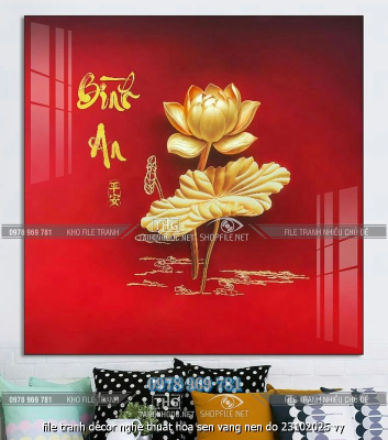 file tranh decor nghe thuat hoa sen vang nen do 23102025 vy