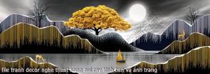 file tranh decor nghe thuat song nui cay kinh tien va anh trang