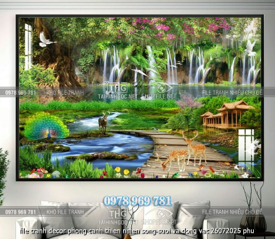 file tranh decor phong canh thien nhien song suoi va dong vat 26072025 phu