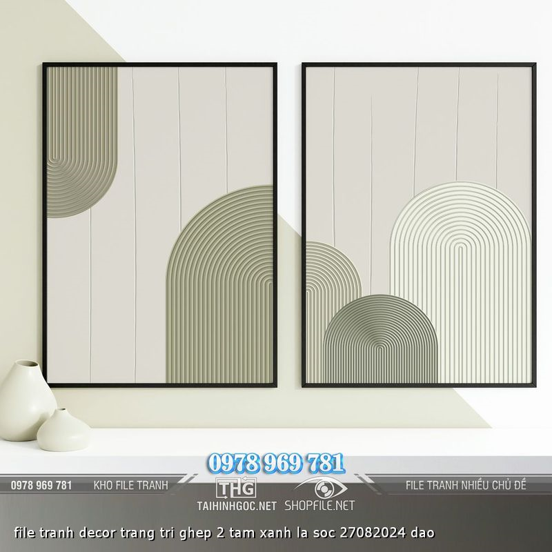 file tranh decor trang tri ghep 2 tam xanh la soc 27082024 dao