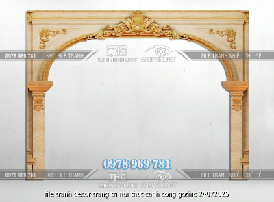 file tranh decor trang tri noi that canh cong gothic 24072025