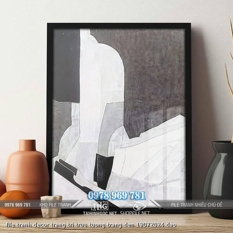 file tranh decor trang tri truu tuong trang den 19072024 dao