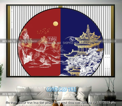 file tranh decor tron hoa tiet phong thuy ngoi chua nen xanh va do 12072025 phu