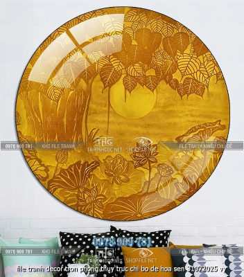 file tranh decor tron phong thuy truc chi bo de hoa sen 31072025 vy