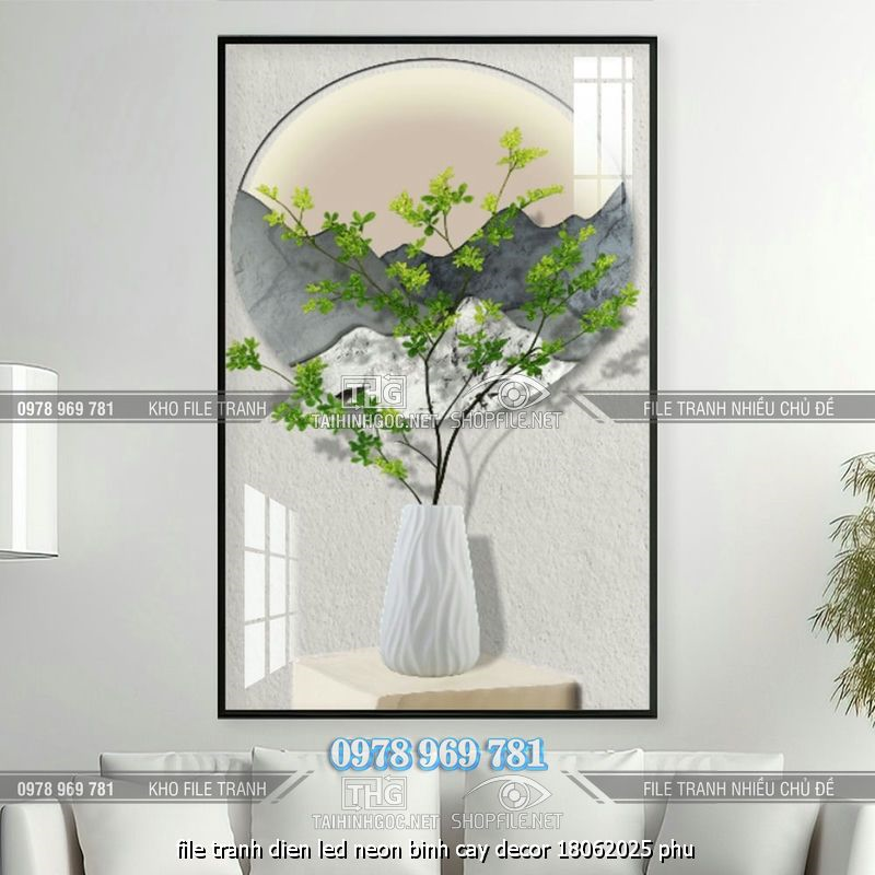 file tranh dien led neon binh cay decor 18062025 phu
