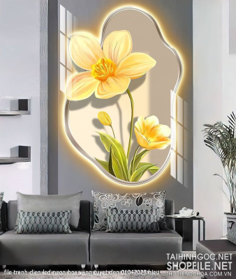 file tranh dien led neon hoa vang tuyet dep 01042023 hieu