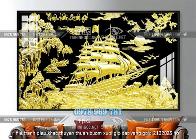 file tranh dieu khac thuyen thuan buom xuoi gio dat vang gold 2132025 ho
