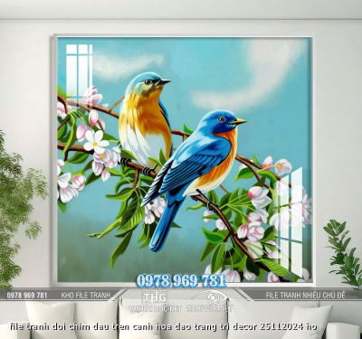 file tranh doi chim dau tren canh hoa dao trang tri decor 25112024 ho