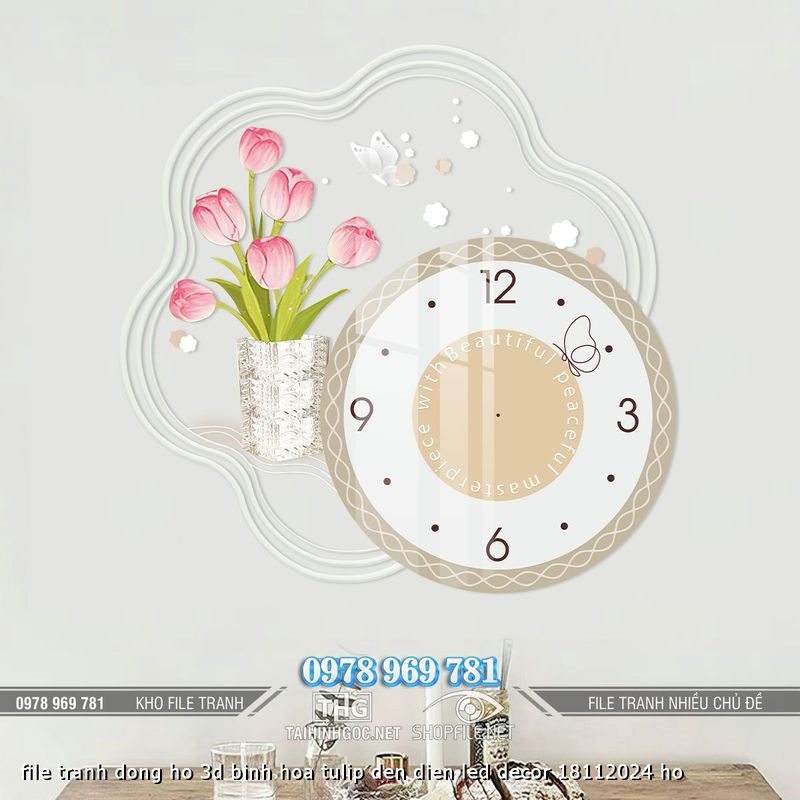 file tranh dong ho 3d binh hoa tulip den dien led decor 18112024 ho