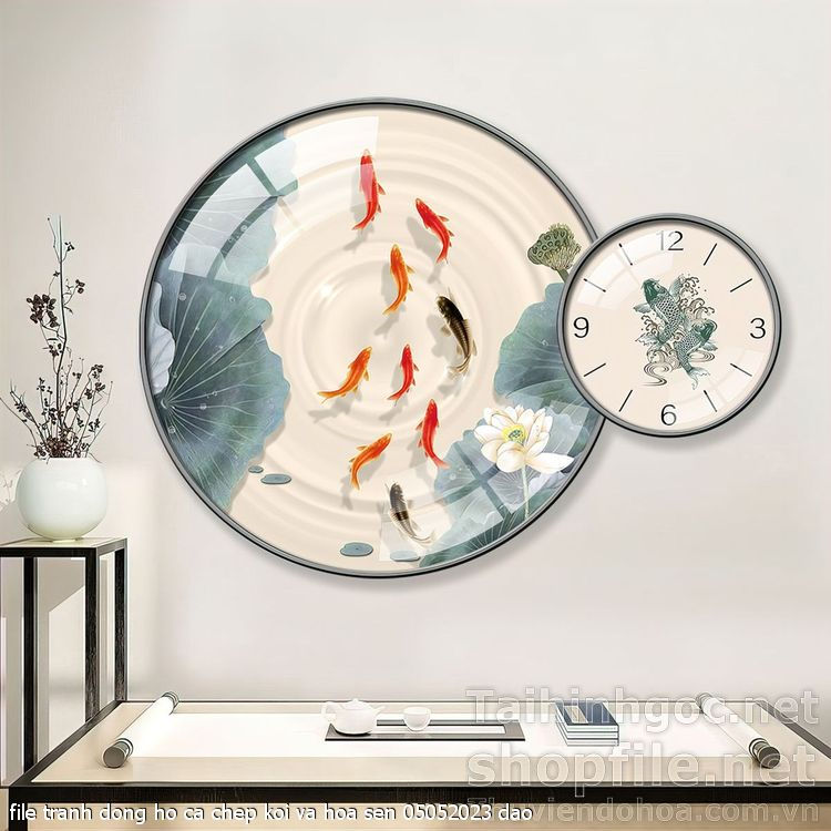 file tranh dong ho ca chep koi va hoa sen 05052023 dao