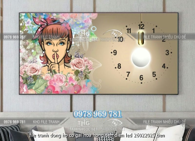 file tranh dong ho co gai hoa hong den dien led 26022025 tien
