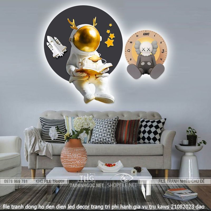 file tranh dong ho den dien led decor trang tri phi hanh gia vu tru kaws 21082023 dao