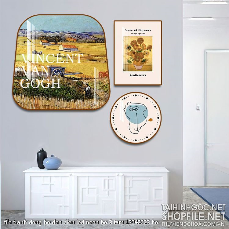 file tranh dong ho den dien led neon bo 3 tam 13042023 ho