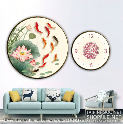 file tranh dong ho den dien led neon ca chep 13042023 vvv