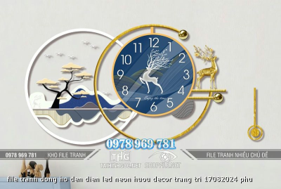 file tranh dong ho den dien led neon huou decor trang tri 17082024 phu