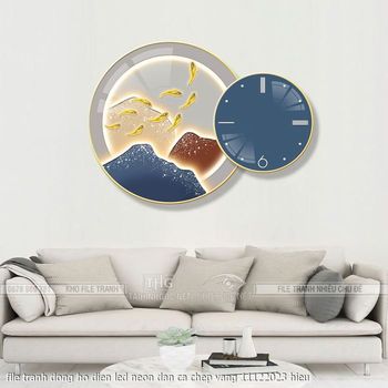 file tranh dong ho dien led neon dan ca chep vang 11122023 hieu