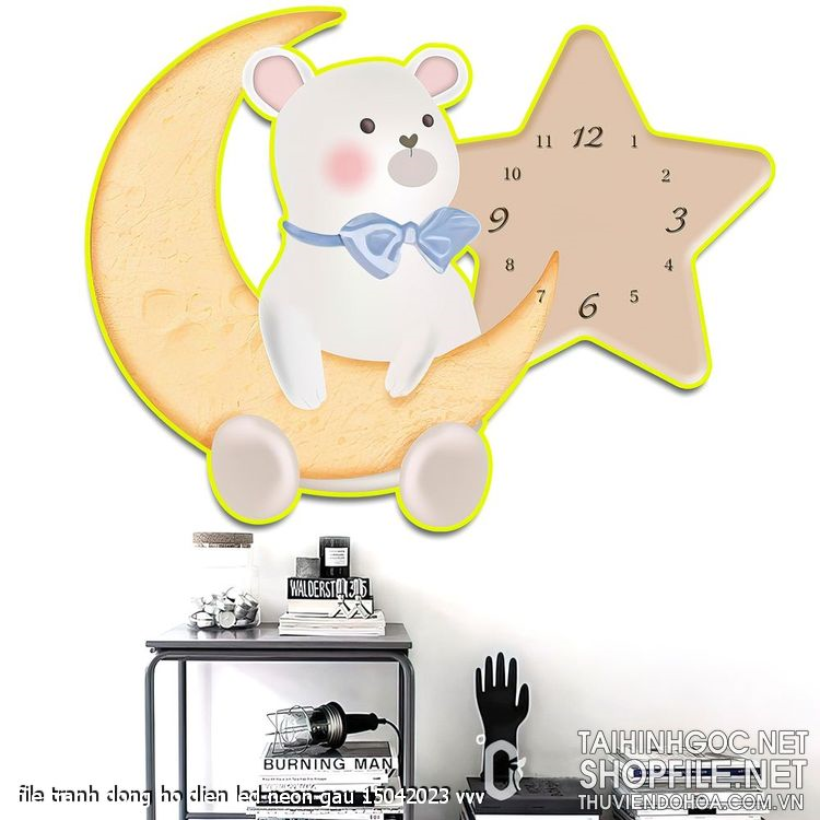 file tranh dong ho dien led neon gau 15042023 vvv