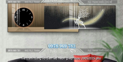 file tranh dong ho dien led neon ghep huou 29052025 phu