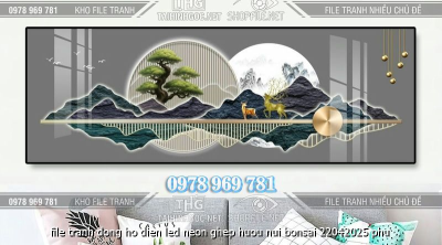 file tranh dong ho dien led neon ghep huou nui bonsai 22042025 phu