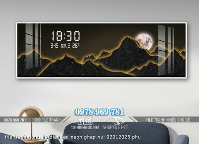 file tranh dong ho dien led neon ghep nui 02012025 phu