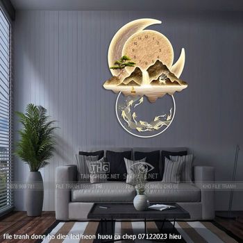 file tranh dong ho dien led neon huou ca chep 07122023 hieu