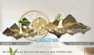 file tranh dong ho dien led neon huou ca chep 25102024 phu