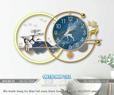 file tranh dong ho dien led neon huou trang tri decor 20122024 phu