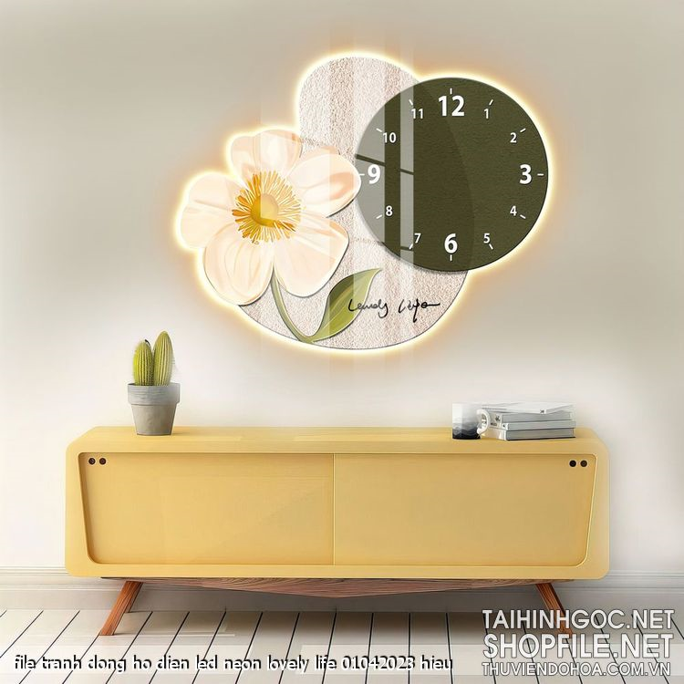 file tranh dong ho dien led neon lovely life 01042023 hieu