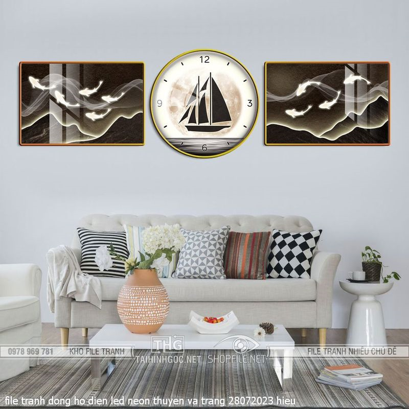 file tranh dong ho dien led neon thuyen va trang 28072023 hieu