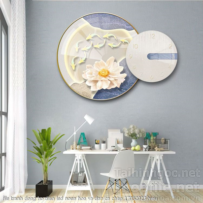 file tranh dong ho dien led noen hoa va dan ca chep 17052023 hieu