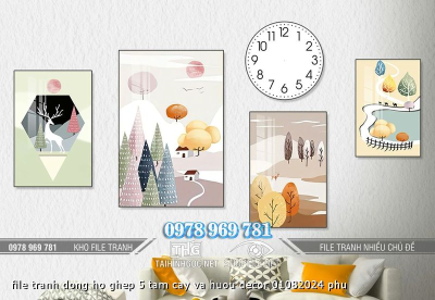 file tranh dong ho ghep 5 tam cay va huou decor 01082024 phu