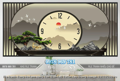 file tranh dong ho lam song den dien led decor cay thong bonsai 29102024 ho