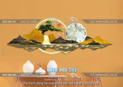 file tranh dong ho mat trang den led decor 1332025 ho
