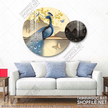 file tranh dong ho trang guong chim cong xanh duong 25032023 dao