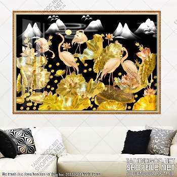 file tranh duc dong hoa sen va chim hac 25032023 hanh