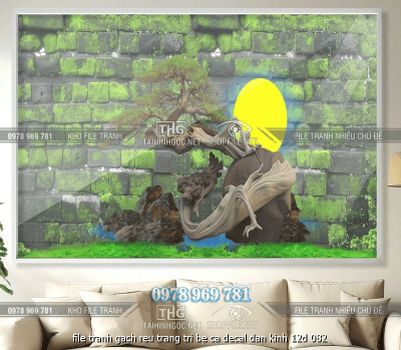 file tranh gach reu trang tri be ca decal dan kinh 12d 082