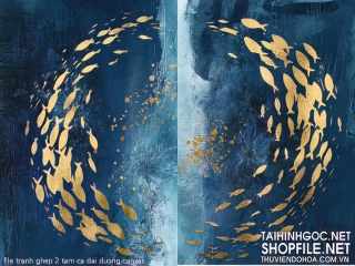 file tranh ghep 2 tam ca dai duong canvas