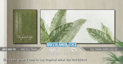 file tranh ghep 2 tam la cay tropical nhiet doi 09102024